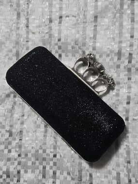 Black Glitter Knuckle Clutch